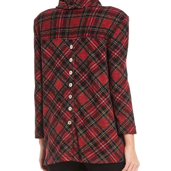 *NEW with tags* John Mark plaid drawstring cowl neck tunic, size Small. - Picture 3 of 7